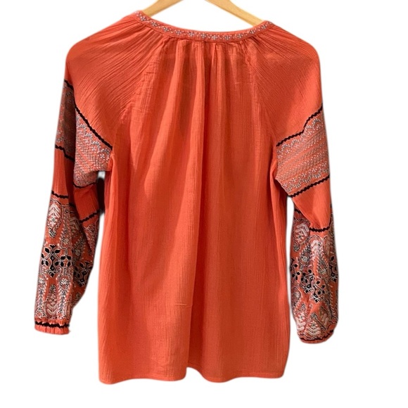 Joie ‘Nelida’ Coral Embroidered Peasant Top Size XS Boho Hippichic - Picture 2 of 5